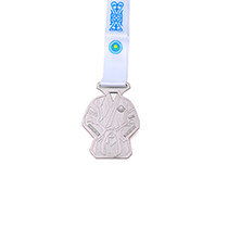 Irregular silver plated frosted medal