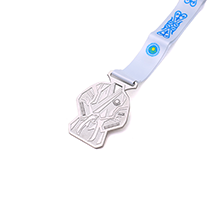 Irregular silver plated frosted medal